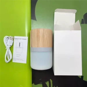 Trendy speaker bamboo mini luminous LED BT speaker light up bamboo speaker wooden wood